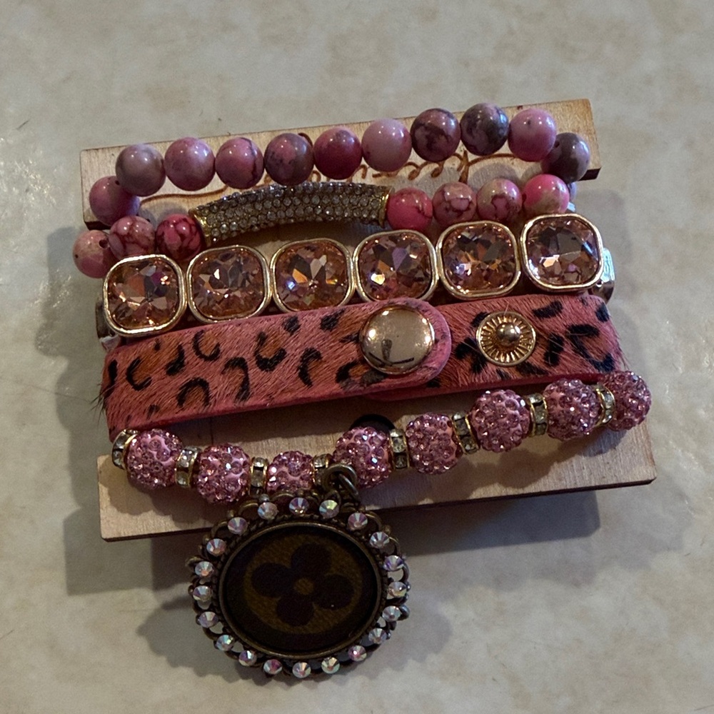 Pink Beaded Bracelet Set